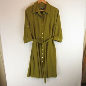 Sharagano A Line Shirtdress Size 12 Chartreuse Green